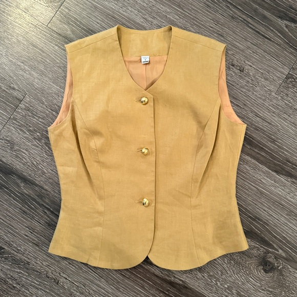 Vintage Tan Vest with Gold Buttons - Picture 1 of 5